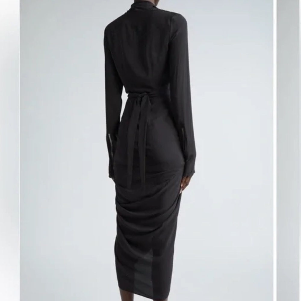 Rick Owens Drape Long Sleeve Wrap Dress Size 40 - Picture 4 of 13